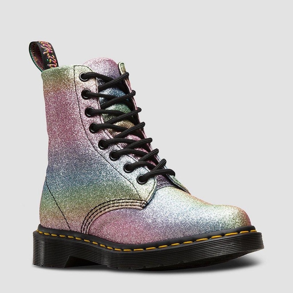 Doc Martens Pascal Rainbow Glitter Combat Boots S… - image 1